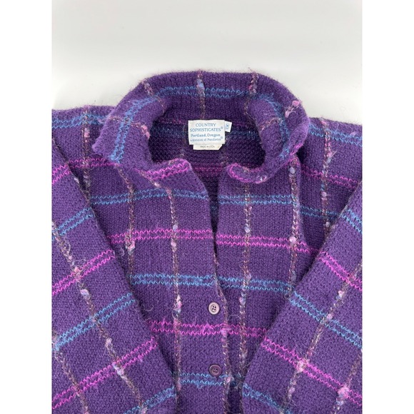 Country Sophisticates Sweaters - VTG Country Sophisticates Pendleton Plaid Wool Blend Grandma Retro Cardigan